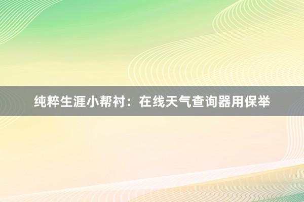 纯粹生涯小帮衬：在线天气查询器用保举